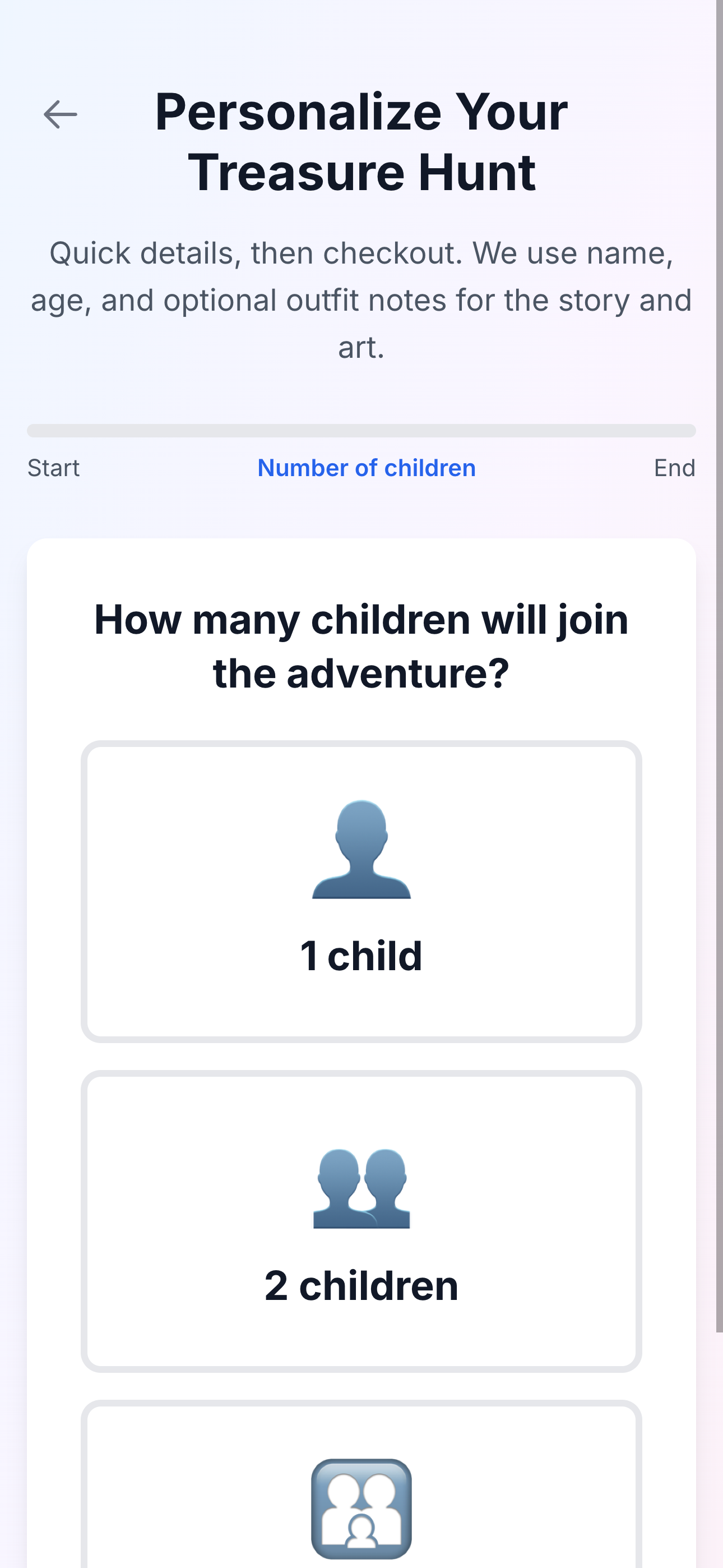 Treasure hunt personalization: how many children will join